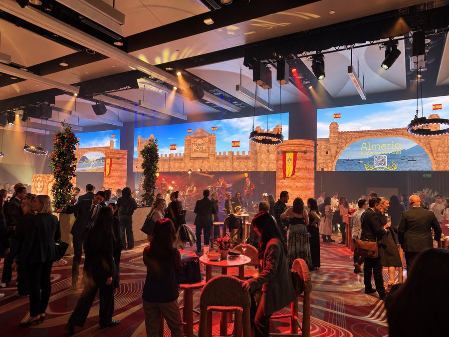 Hilton Sydney, the Grand Ballroom full for an evening event, with an LED wall across the stage