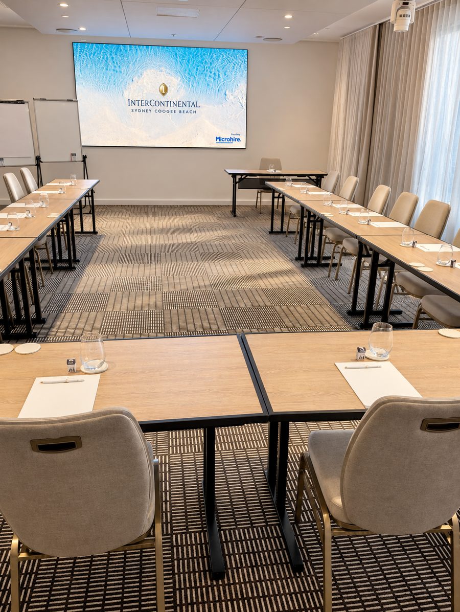 InterContinental Sydney Coogee Beach, meeting room set in a U shape facing an LED screen